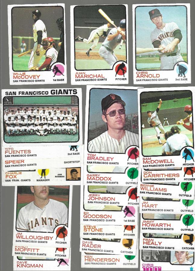 1973 Topps  - Giants Near Complete TEAM SET/LOT of (23/26) + bonus Baseball cards value