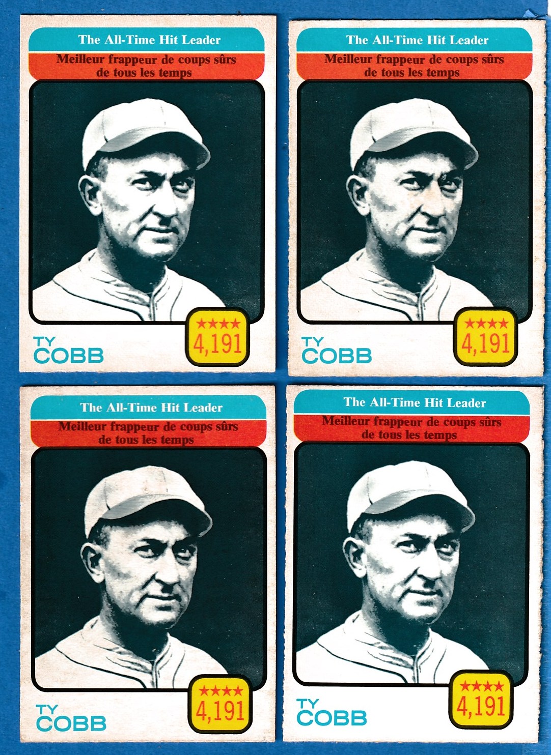 1973 O-Pee-Chee/OPC #471 Ty Cobb All-Time Leaders (4,191 Hits) (Tigers) Baseball cards value