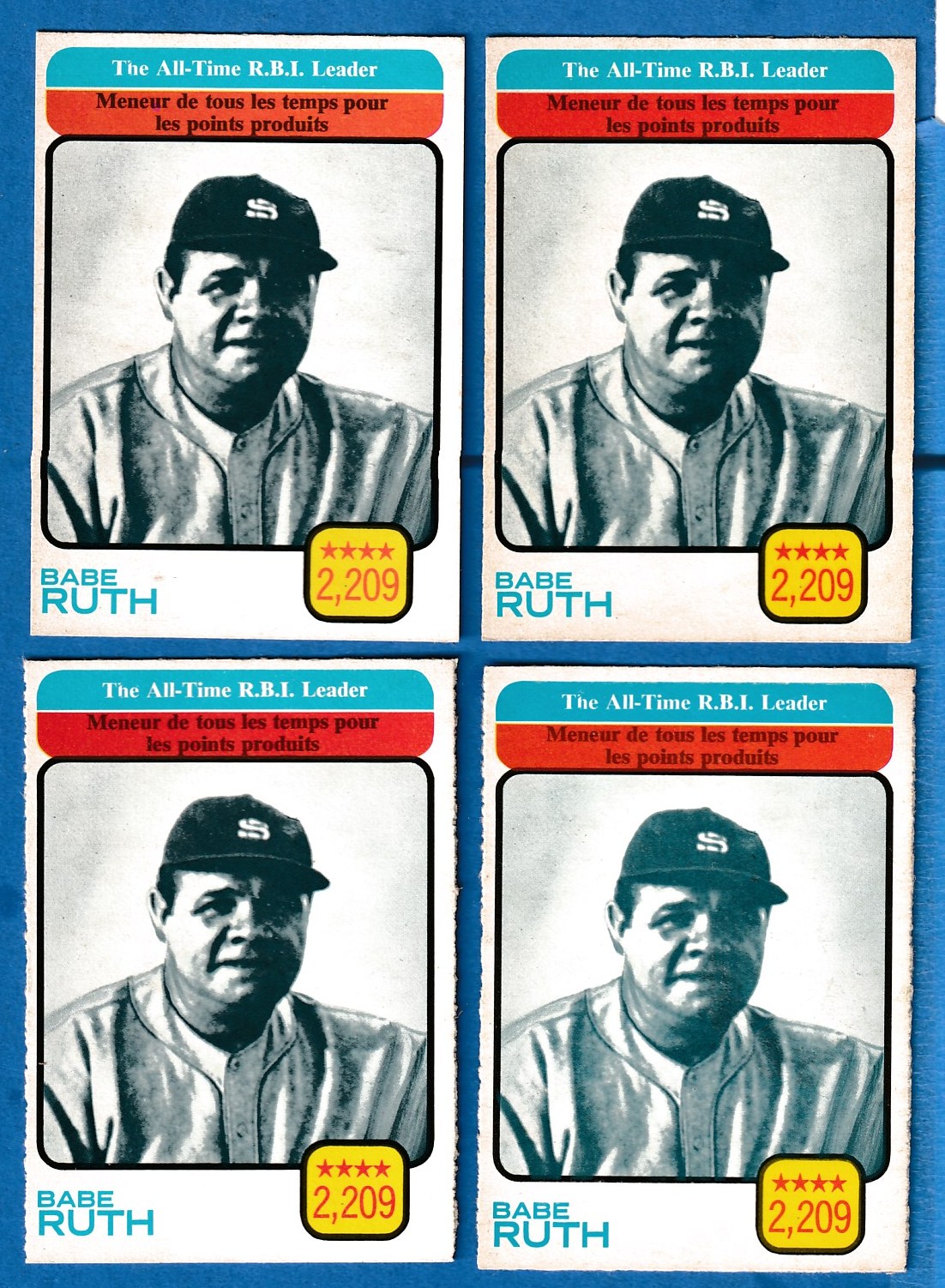 1973 O-Pee-Chee/OPC #474 Babe Ruth All-Time Leaders (2,209 RBIs) (Yankees) Baseball cards value