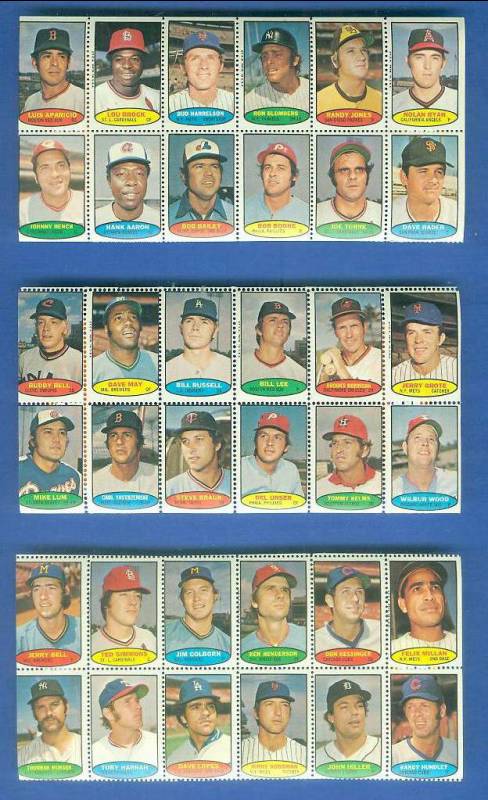 1974 Topps STAMPS SHEET #.1 NOLAN RYAN, HANK AARON, Johnny Bench Baseball cards value