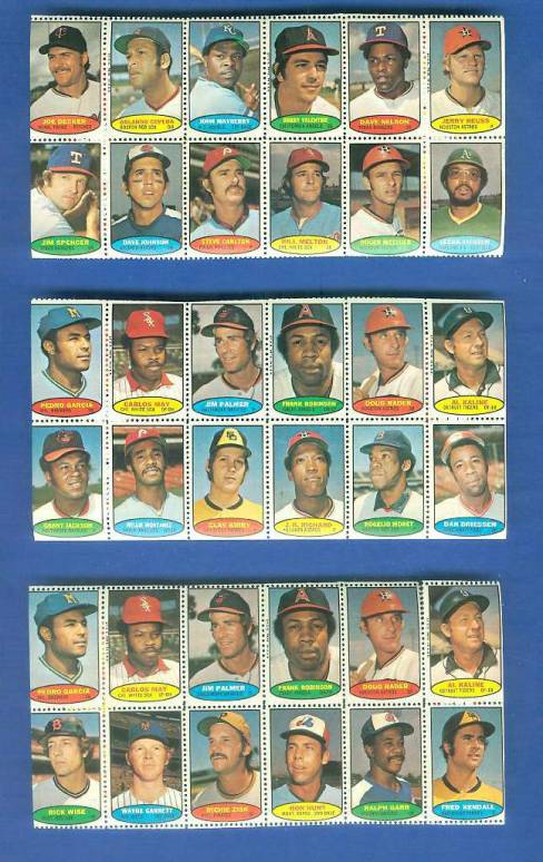 1974 Topps STAMPS SHEET #10 Jim Palmer, Frank Robinson, Al Kaline Baseball cards value