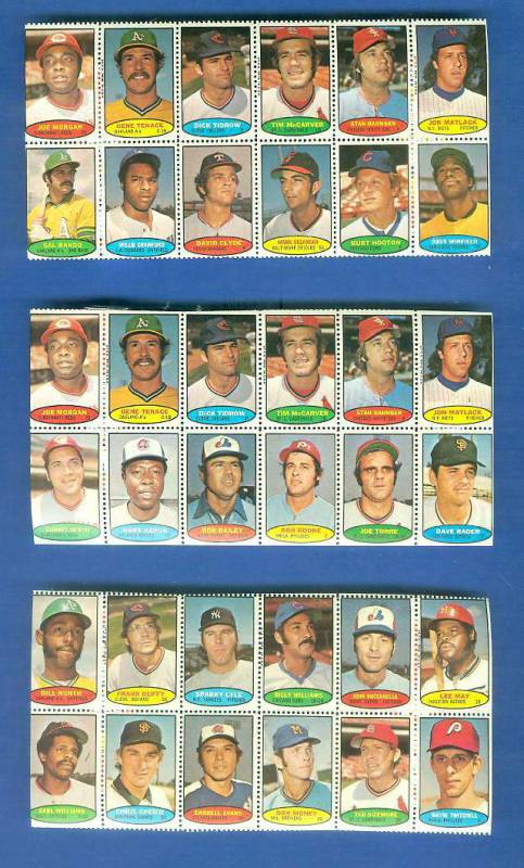 1974 Topps STAMPS SHEET #16 HANK AARON, Joe Morgan, Johnny Bench Baseball cards value