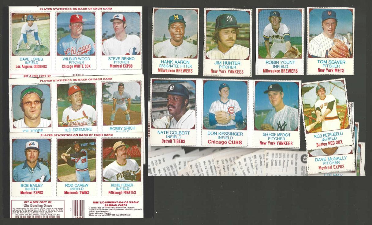  1975 Hostess - Starter Set/Lot (54) diff. w/(13) Complete 3-CARD PANELs Baseball cards value