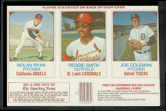 1975 Hostess PANEL  w/Ads # 58-59-60 NOLAN RYAN Baseball cards value