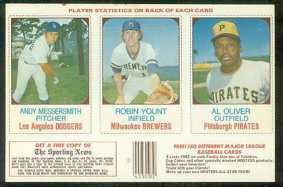  1975 Hostess PANEL  w/Ads # 79-80-81 ROBIN YOUNT ROOKIE Baseball cards value
