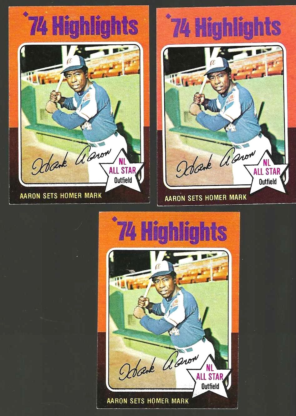1975 Topps MINI #  1 Hank Aaron RB 'Sets Homer Mark' (Braves) Baseball cards value