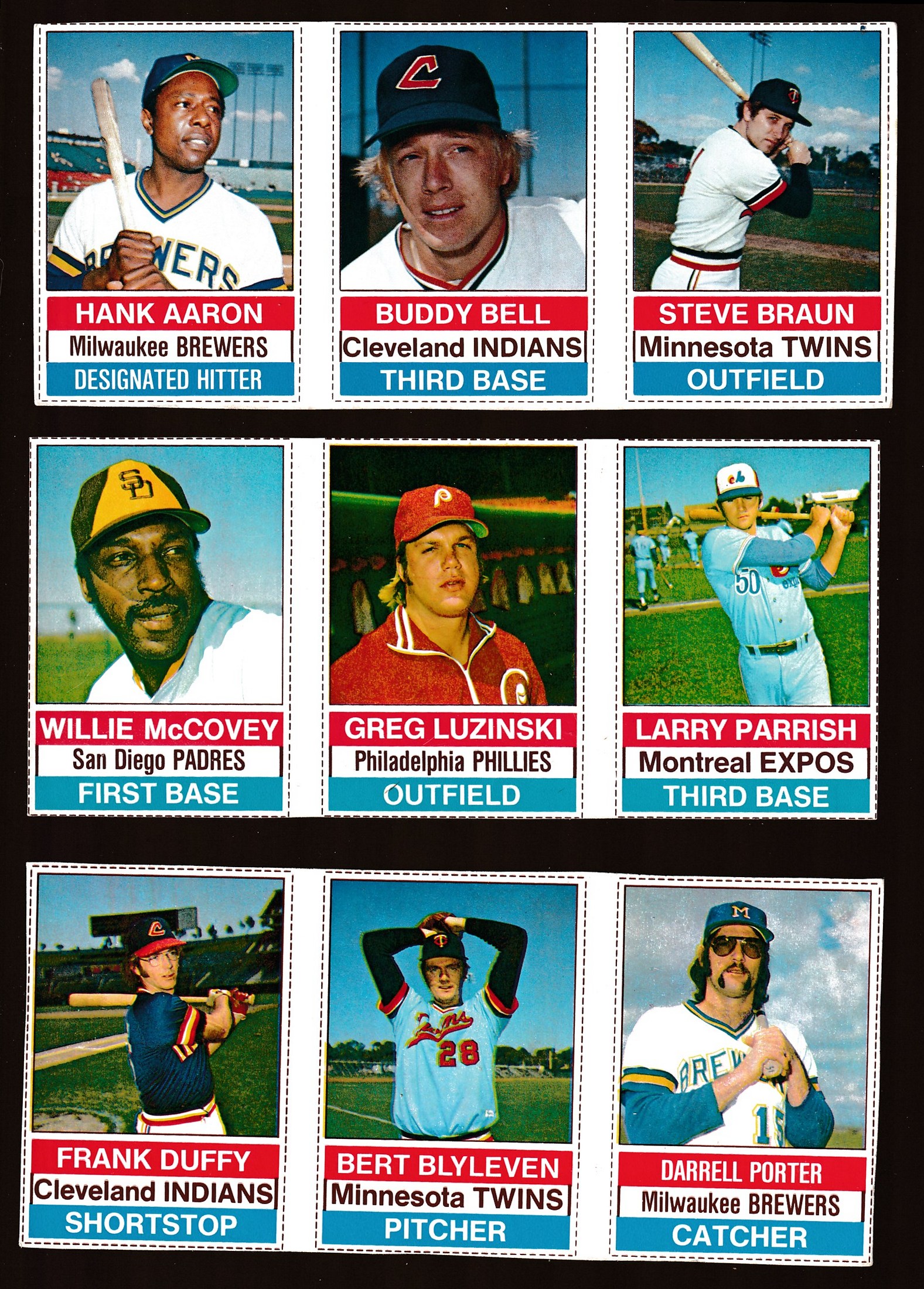  1976 Hostess  - Lot (9) COMPLETE PANELS (27 cards w/3 Hall-of-Famers) Baseball cards value
