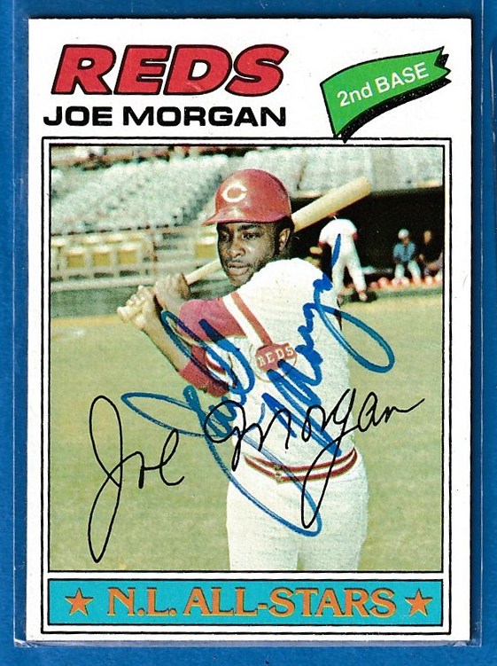 AUTOGRAPHED: 1977 Topps #100 Joe Morgan - with PSA/DNA Auction LOA (Reds) Baseball cards value