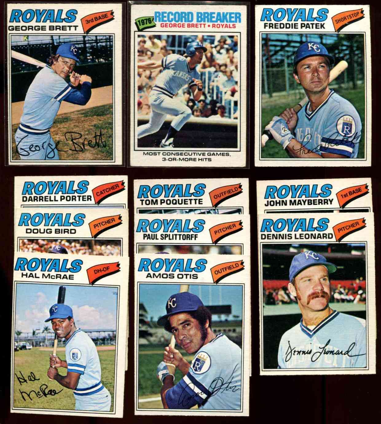  1977 O-Pee-Chee/OPC - Royals COMPLETE TEAM SET of (11) Baseball cards value