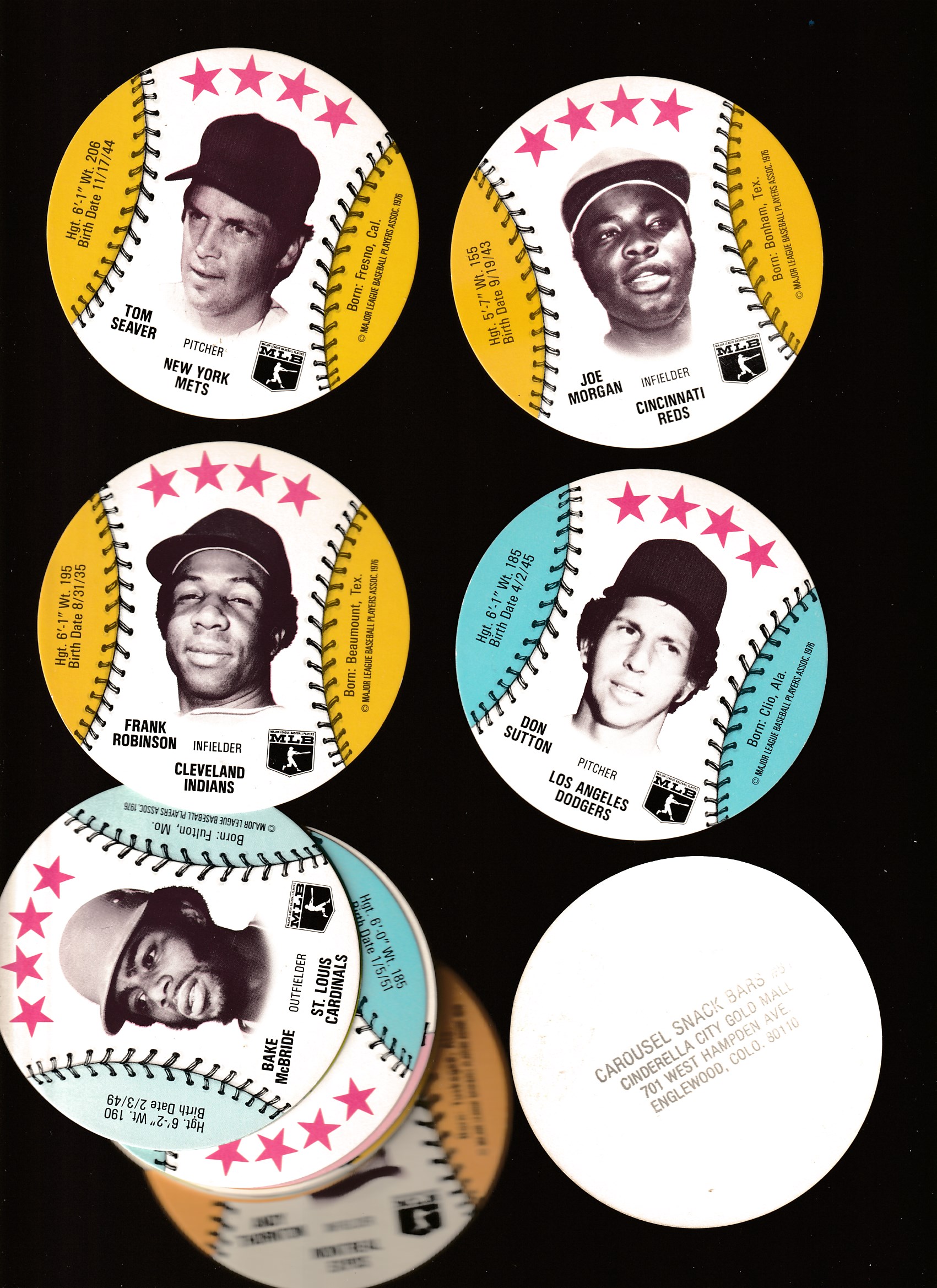  1976 Carousel MSA DISCS - Lot (20) different w/(4) HALL-OF-FAMERS Baseball cards value
