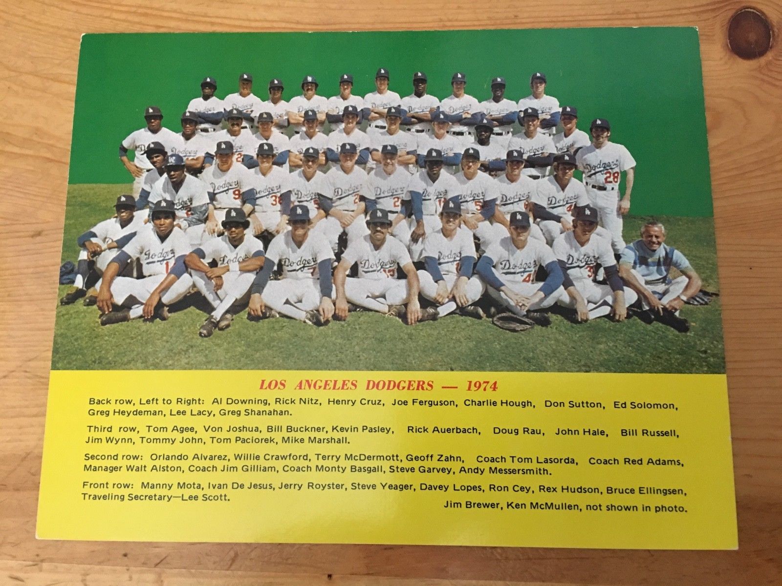 1974 LOS ANGELES DODGERS - TEAM Postcard (5x7-1/2) Baseball cards value