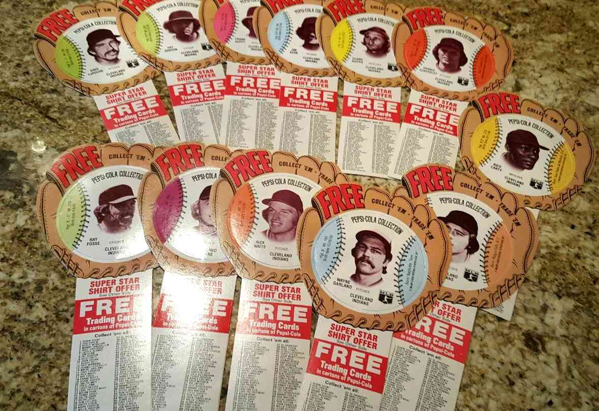  INDIANS - 1977 Pepsi Glove MSA DISCS COMPLETE TEAM SET (14) Baseball cards value