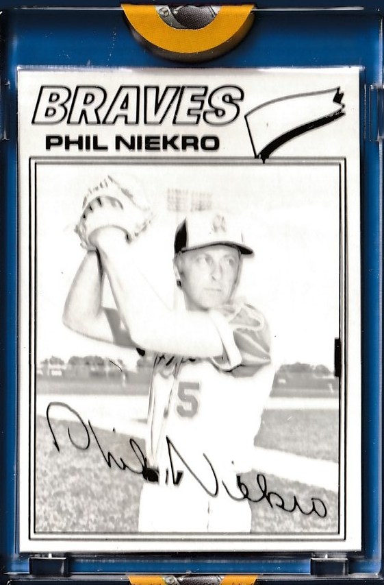 1977 Topps - PHIL NIEKRO - TOPPS VAULT PROOF [Black Print] (Braves) Baseball cards value