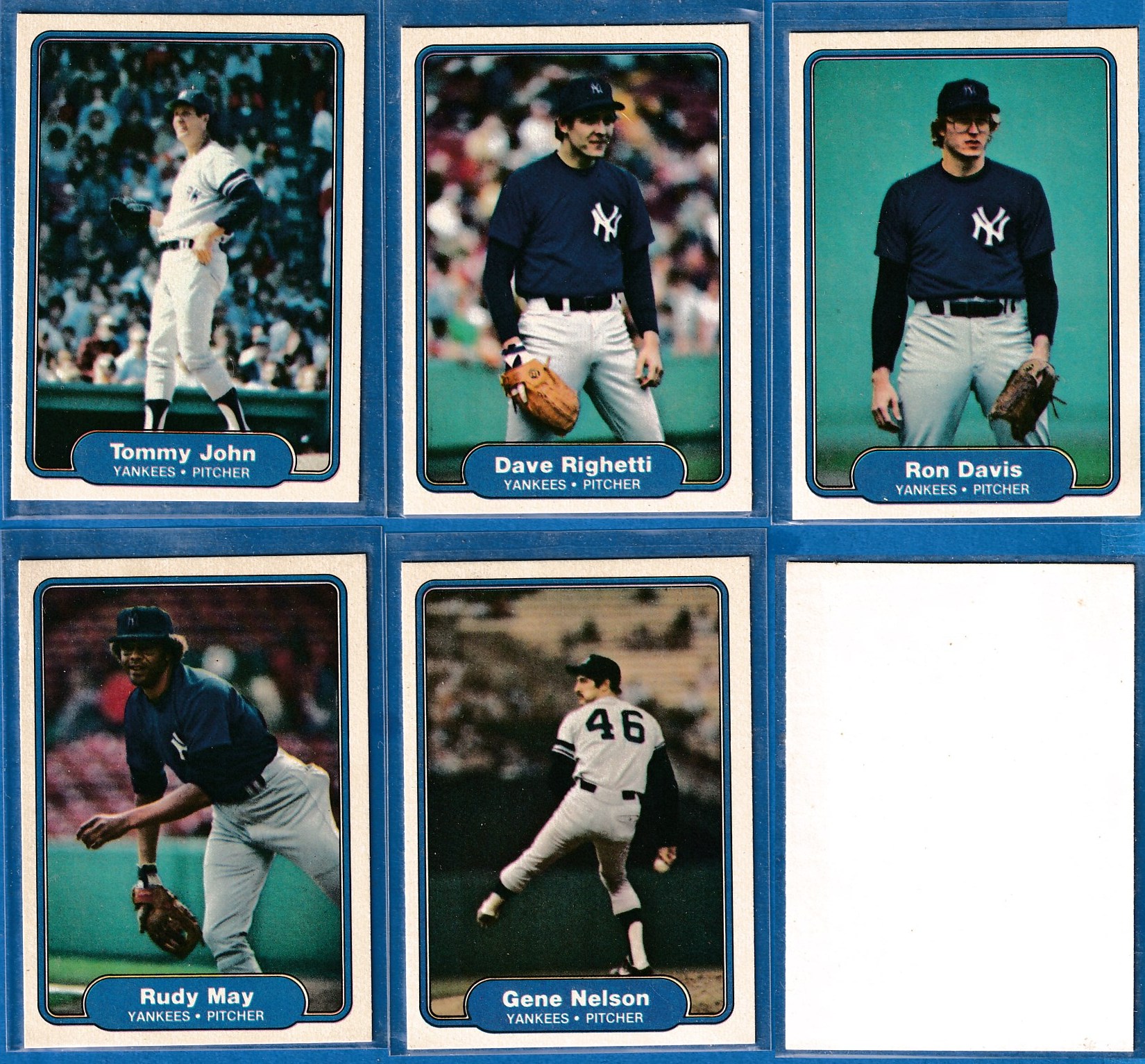  Yankees - 1982 Fleer BLANK-BACK PROOFS - Team Lot (5) Baseball cards value