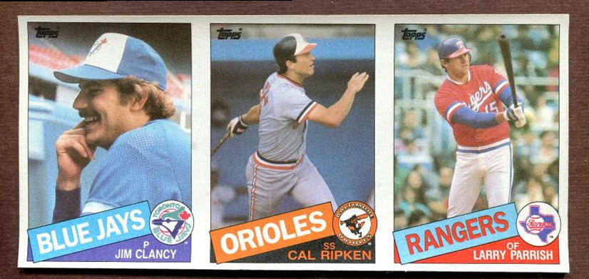 1985 Topps  - CAL RIPKEN in center of an uncut 3-card panel !!! Baseball cards value