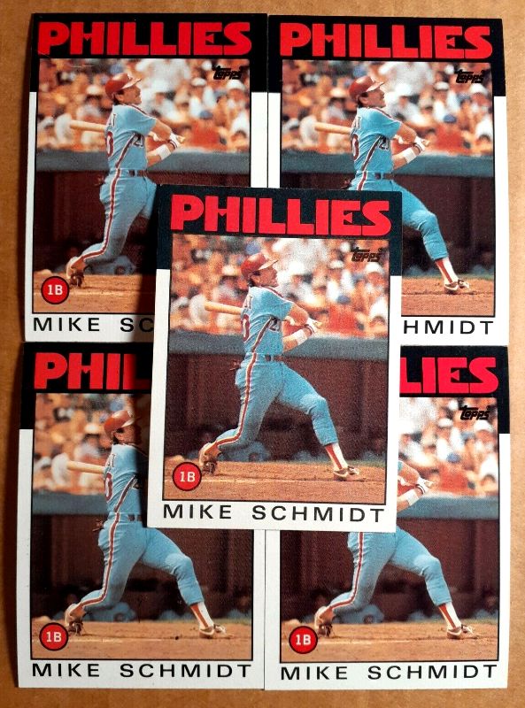1986 Topps #200 Mike Schmidt - Lot of (100) (Phillies,HOF) Baseball cards value