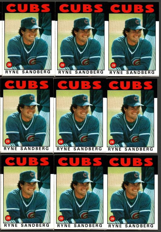 1986 Topps #690 Ryne Sandberg - Lot of (100) (Cubs,HOF) Baseball cards value