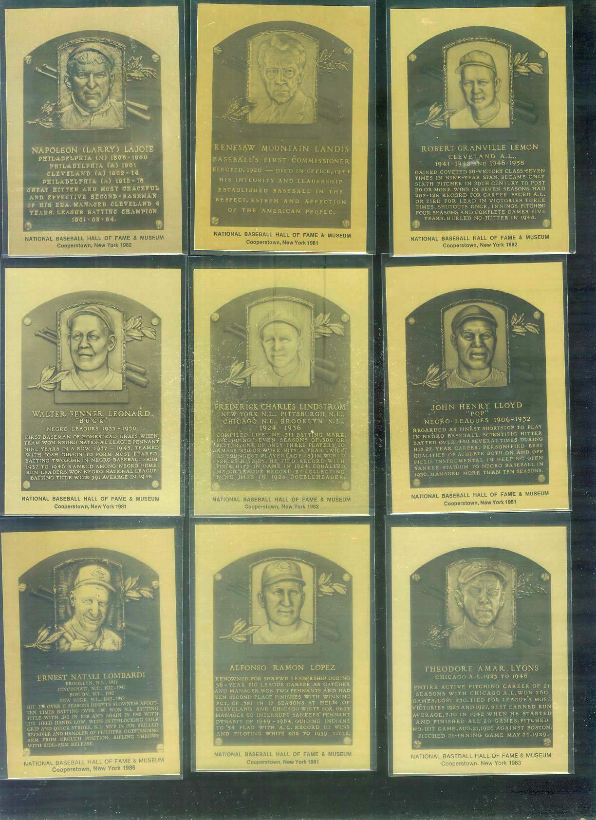 1981-89 Hall-of-Fame METAL PLAQUE # 31 John Henry Lloyd Baseball cards value