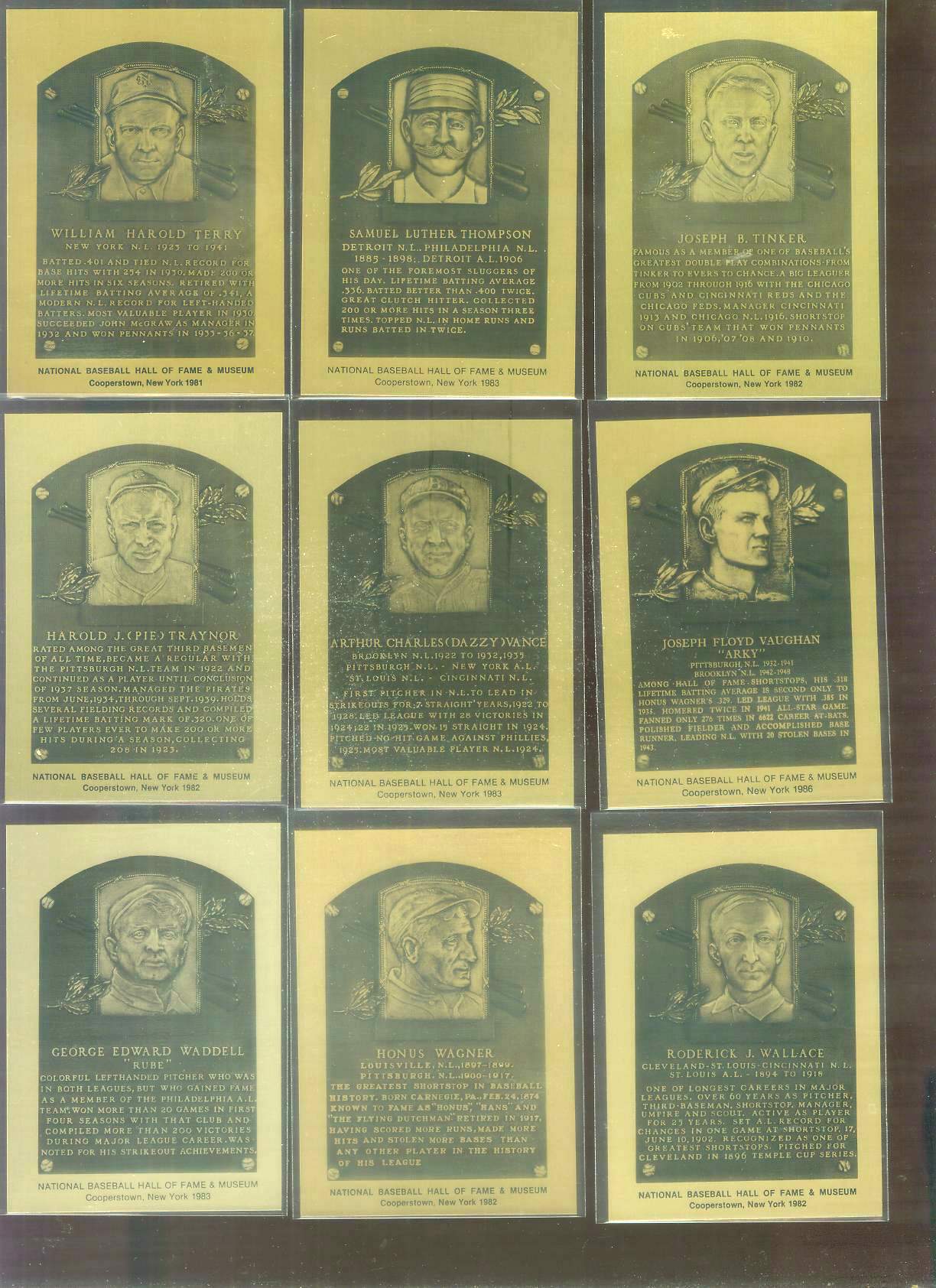 1981-89 Hall-of-Fame METAL PLAQUE # 84 Honus Wagner Baseball cards value