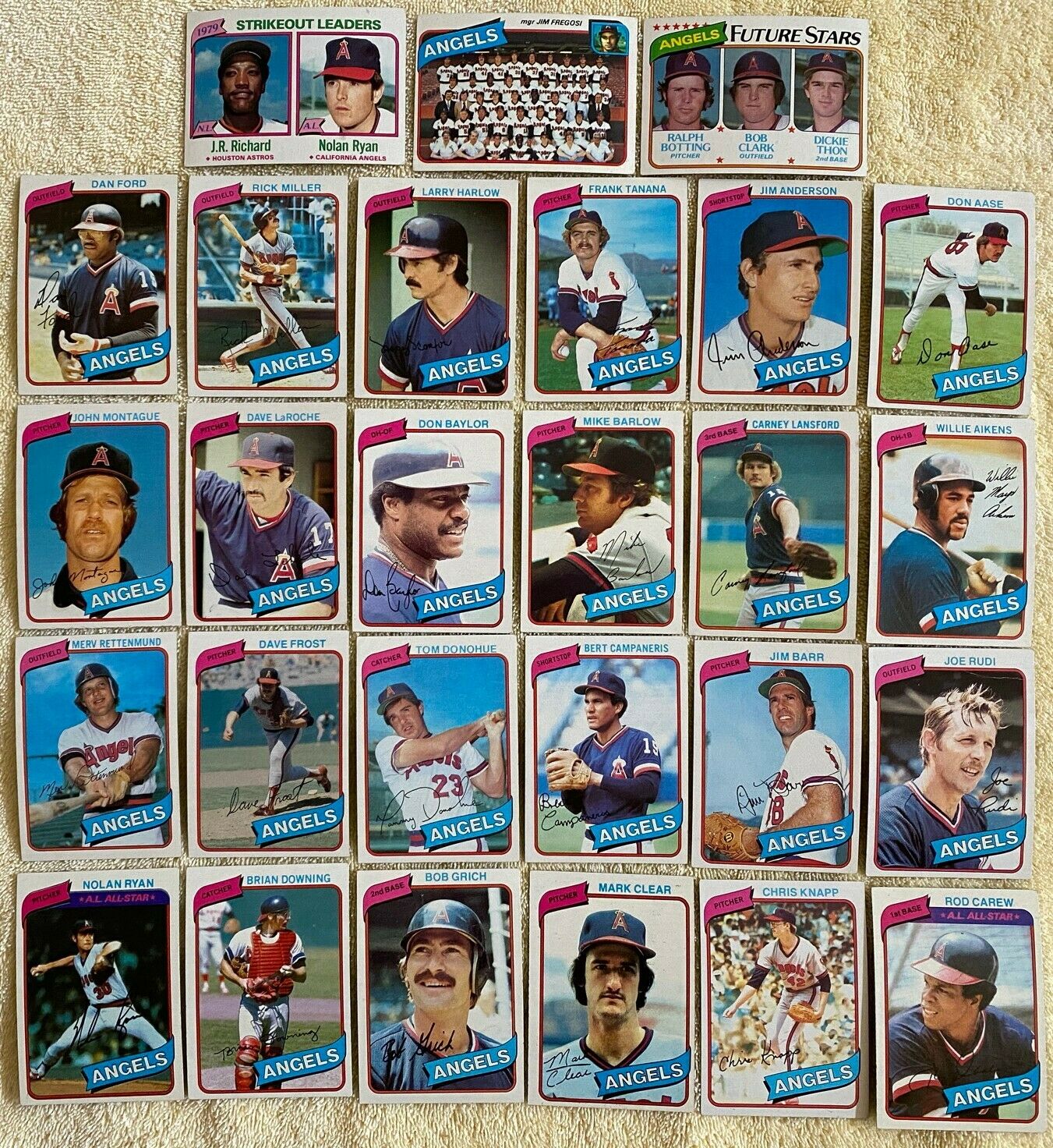  ANGELS - 1980 Topps COMPLETE TEAM SET (26+2) BONUS Leader cards, 1 w/Ryan Baseball cards value