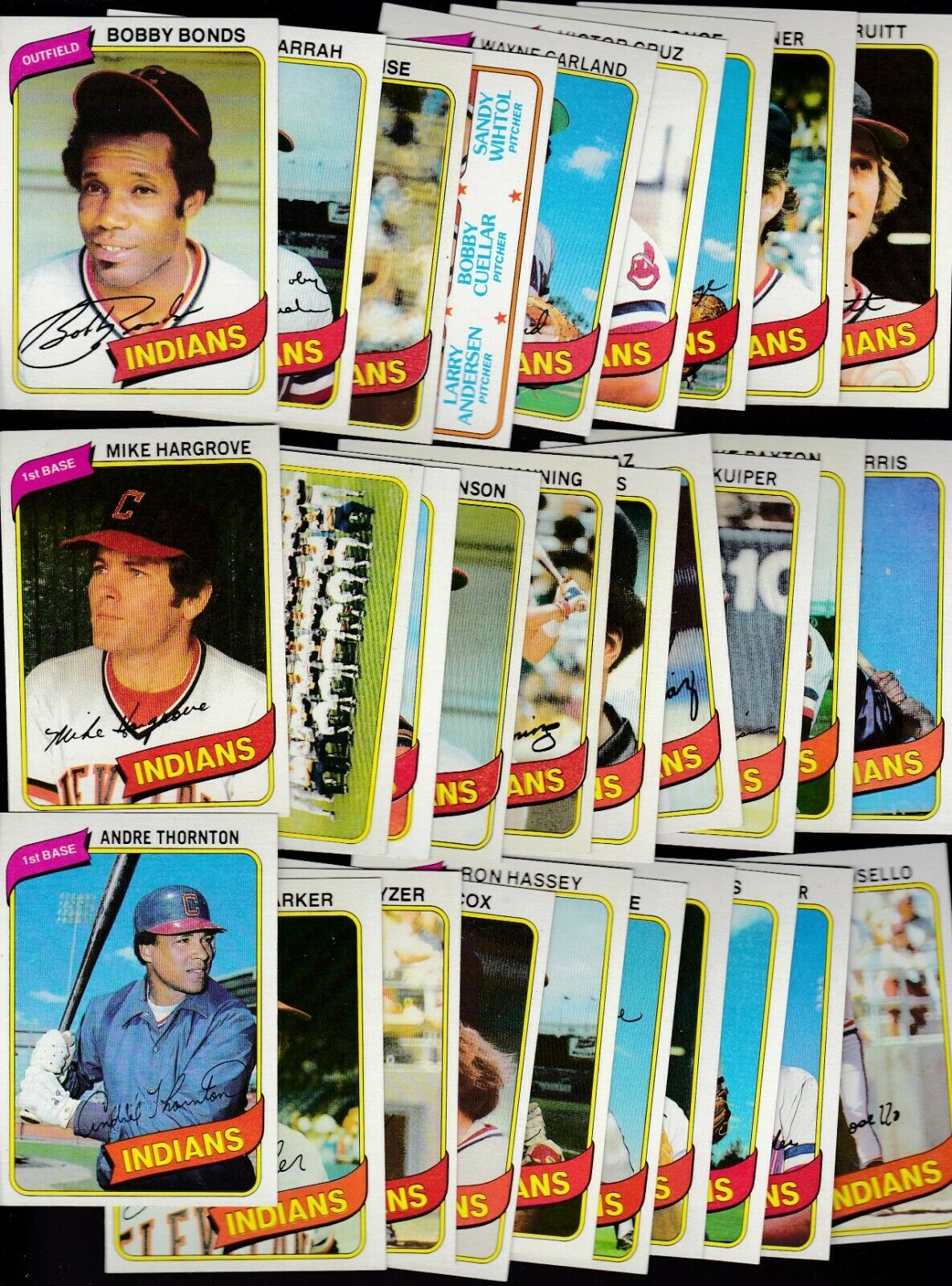  INDIANS - 1980 Topps COMPLETE TEAM Set/Lot (29) Baseball cards value