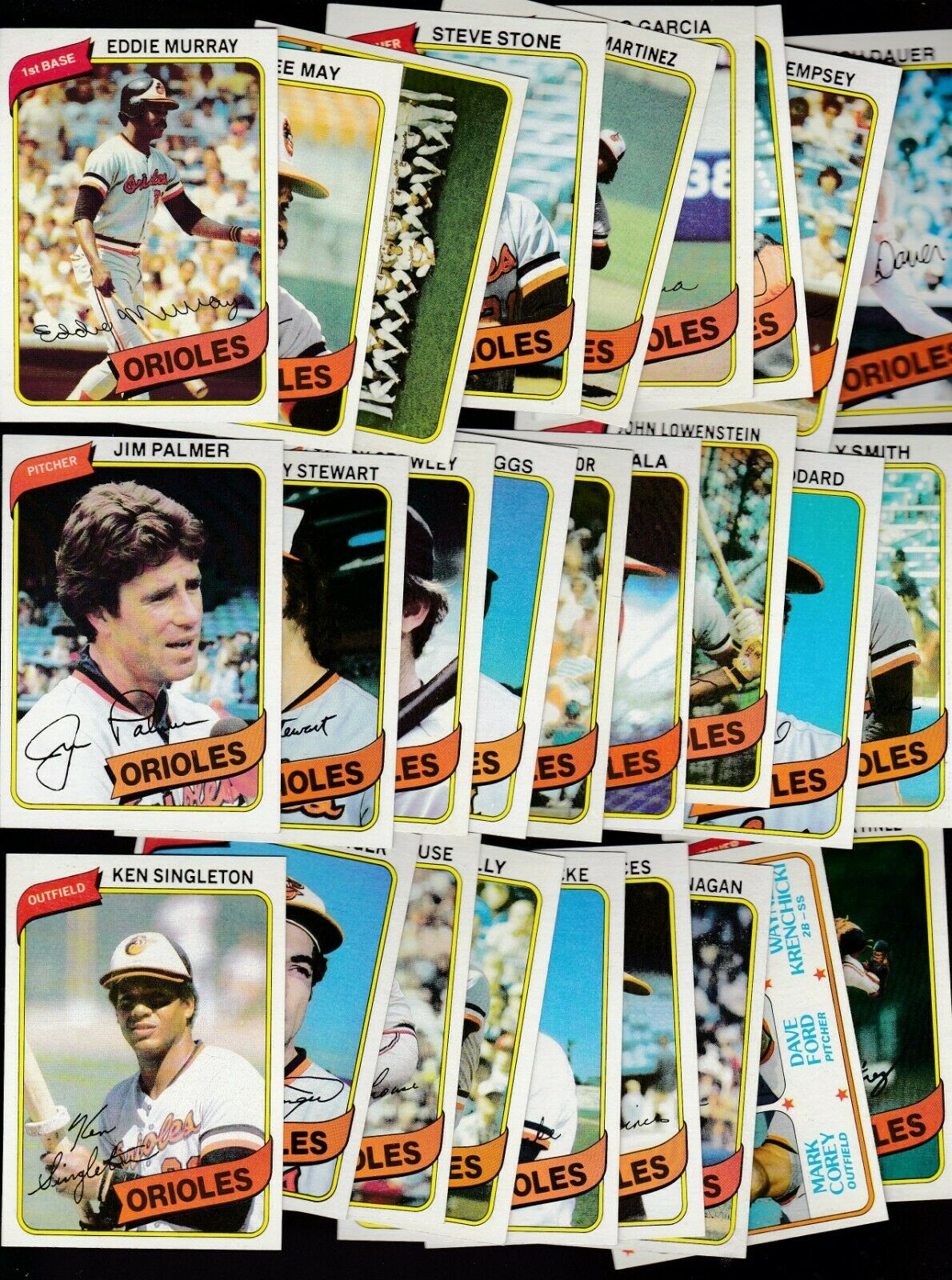  ORIOLES - 1980 Topps COMPLETE TEAM Set/Lot (27+1) Baseball cards value