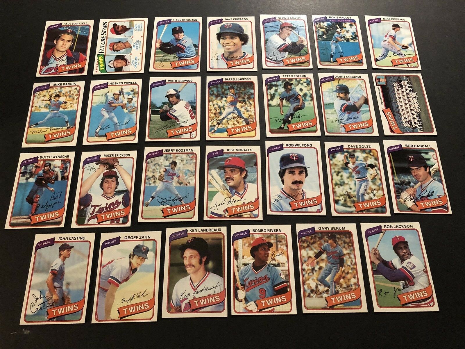  TWINS - 1980 Topps COMPLETE TEAM Set/Lot (27) Baseball cards value