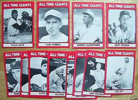 1980 TCMA All-Time GIANTS - Complete Set of 12 cards Baseball cards value