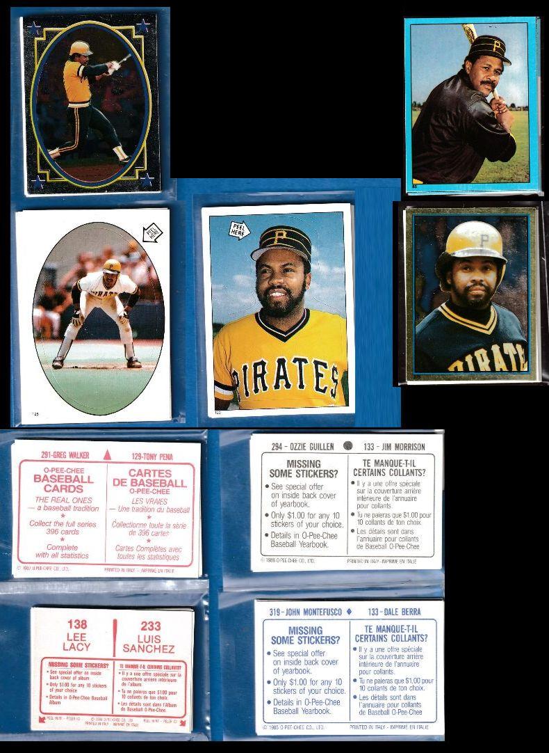  PIRATES - 1982-86 OPC/O-Pee-Chee STICKERS -Lot 5 Complete MASTER Team Set Baseball cards value