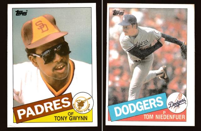 1985 Topps -  TONY GWYNN (gloss)/Tom Niedenfuer - DOUBLE FACED card Baseball cards value