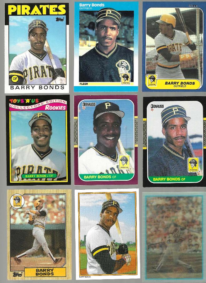 Barry Bonds -  1986-1987 LOT of (9) different ROOKIEs (Pirates) Baseball cards value