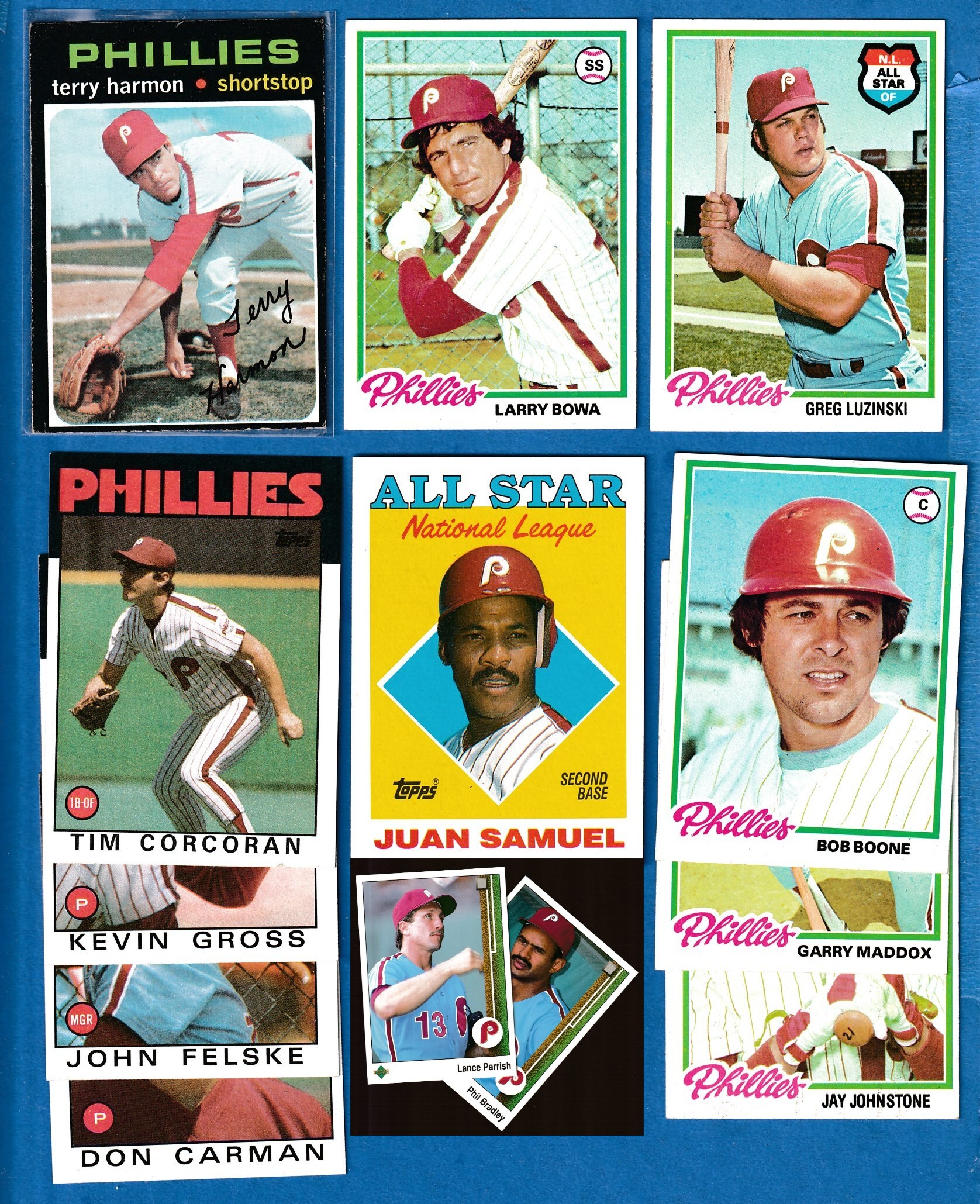  Phillies - 1971-1989 BLANK-BACK PROOFs - Team Lot (13) different Baseball cards value