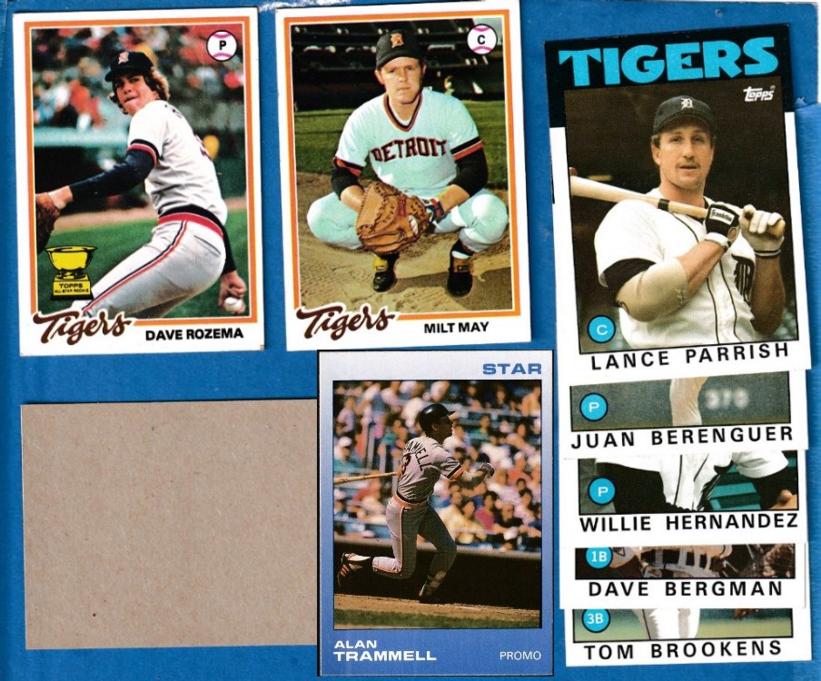  Tigers - 1978-1986 Topps BLANK-BACK PROOFs - Team Lot (8) Baseball cards value