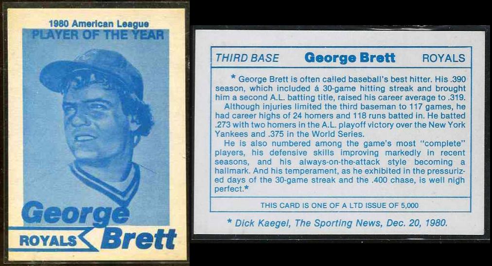 George Brett - 1981 Sporting News - 1980 American League Player-of-the-Year Baseball cards value