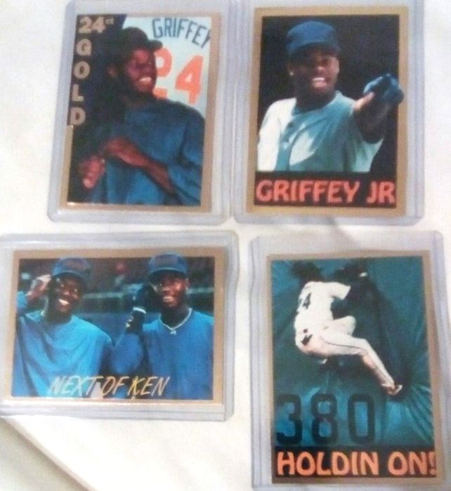 Ken Griffey Jr - [a] 1991 Alrak 24kt GOLD 'Griffey Gazette' SET (4-cards) Baseball cards value