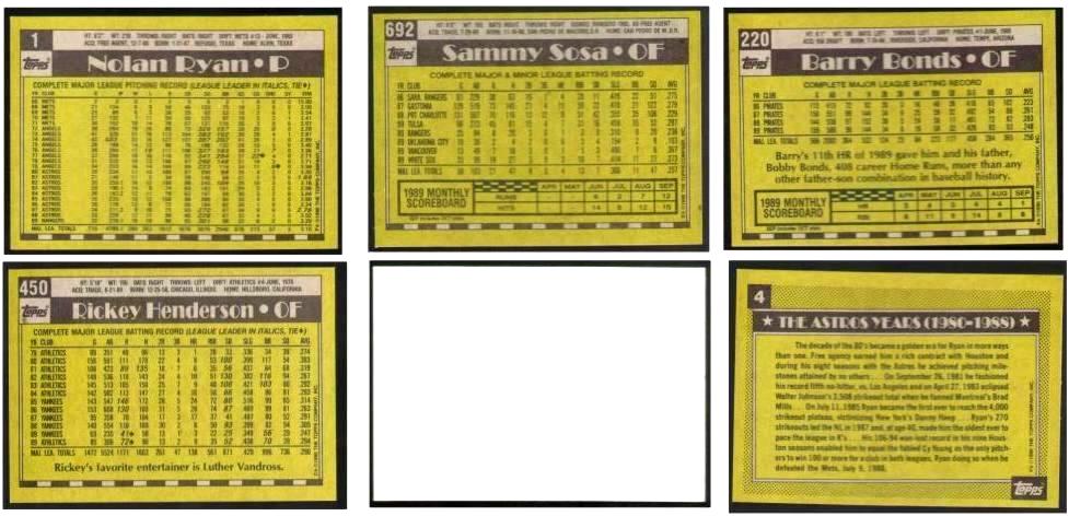 1990 Topps BLANK-FRONT #692 Sammy Sosa ROOKIE (White Sox) Baseball cards value
