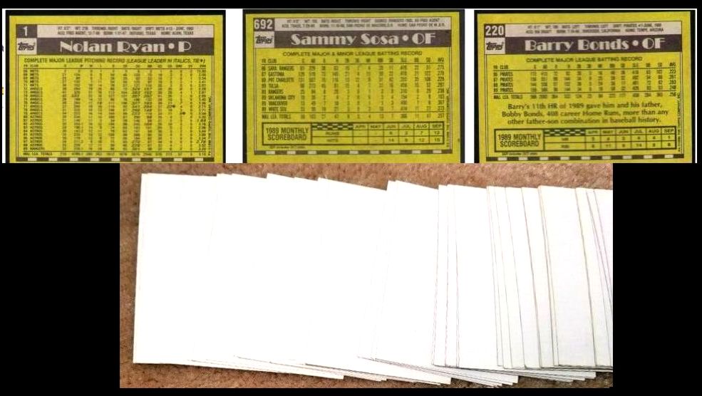 Yankees - 1990 Topps BLANK-FRONT - Near Complete TEAM SET (27/29)  cards value