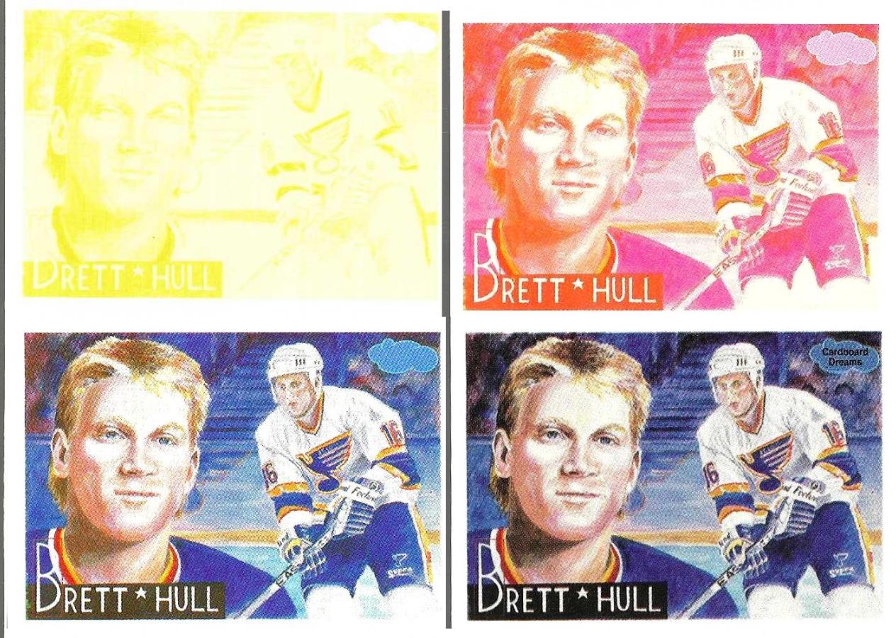  PROOF:Brett Hull - 1991 Cardboard Dreams - Progressive Colors - Set of (4) Baseball cards value
