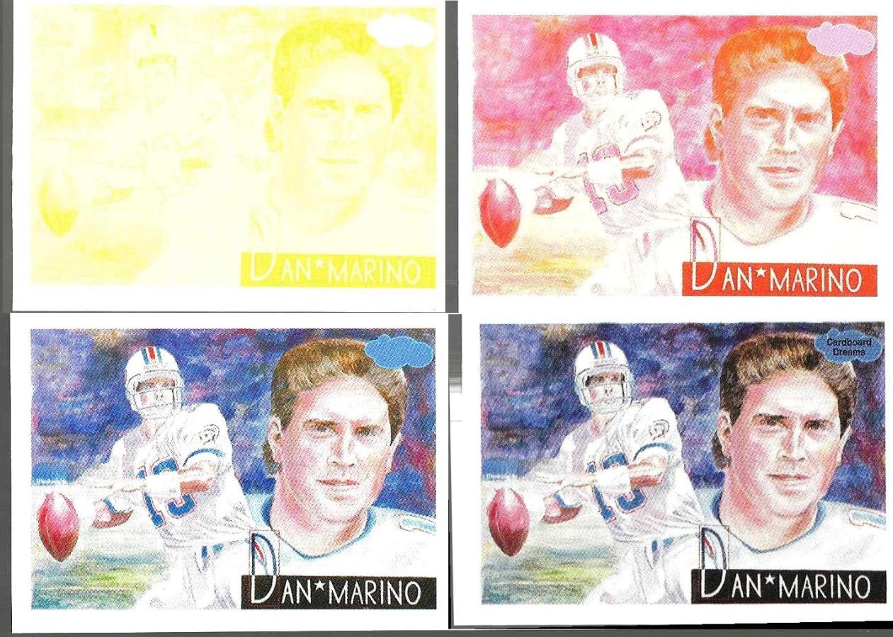 PROOF:Dan Marino - 1991 Cardboard Dreams - Progressive Colors - Set of (4) Baseball cards value