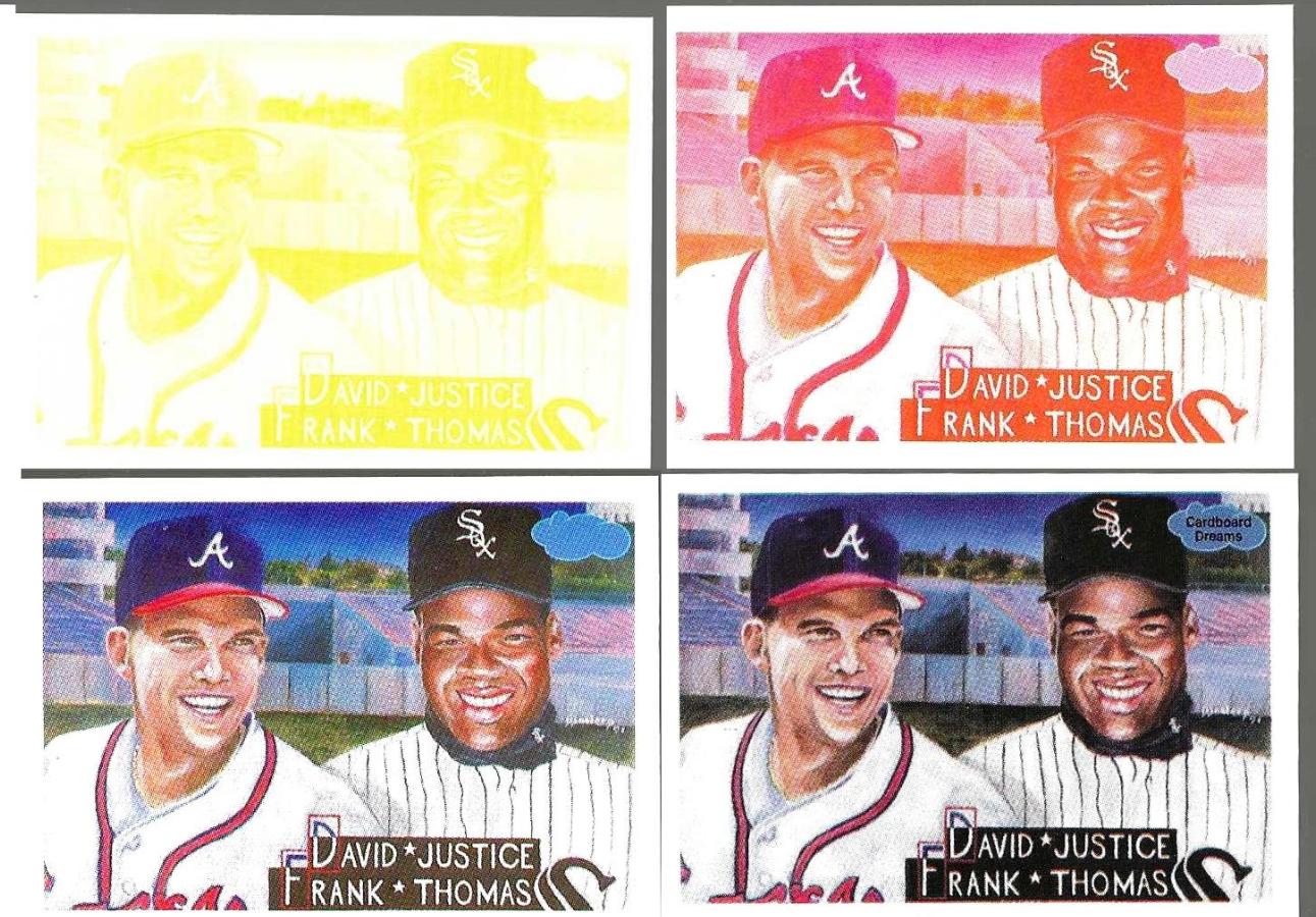 PROOF:Frank Thomas/Dave Justice-'91 Cardboard Dreams-Progressive Color Set Baseball cards value