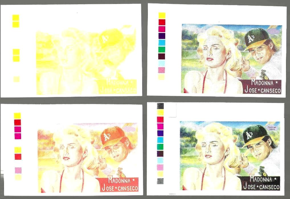  PROOF: Madonna/Jose Canseco-1991 Cardboard Dreams-Progressive Colors-Set Baseball cards value