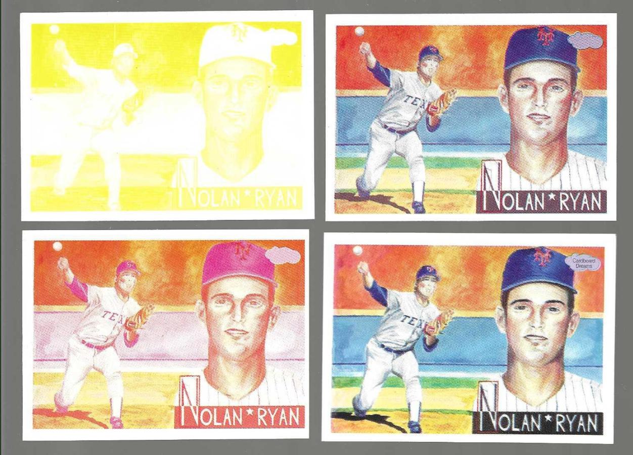 PROOF: Nolan Ryan - 1991 Cardboard Dreams - Progressive Colors - Set of 4 Baseball cards value