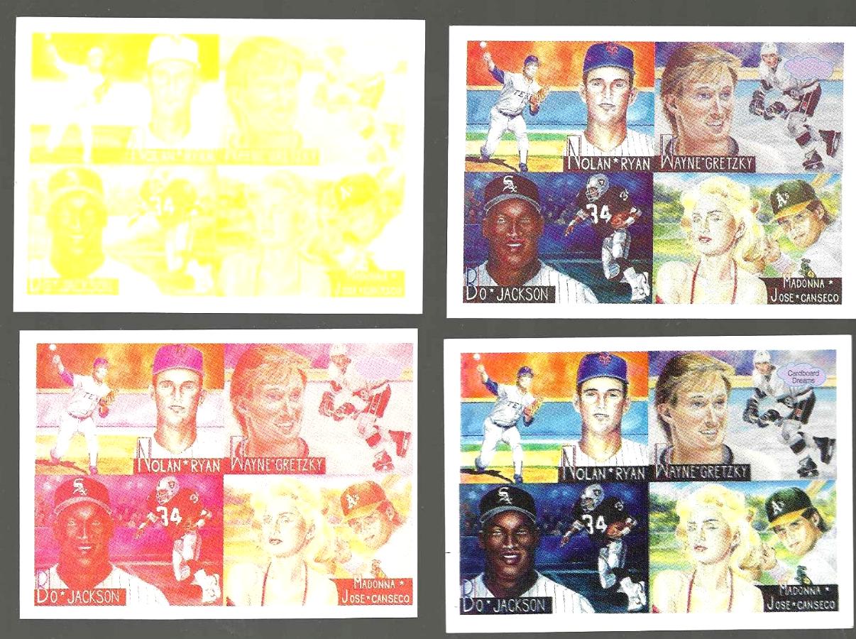  PROOF:PROMO S#1 - 1991 Cardboard Dreams - Progressive Colors - Set of (4) Baseball cards value