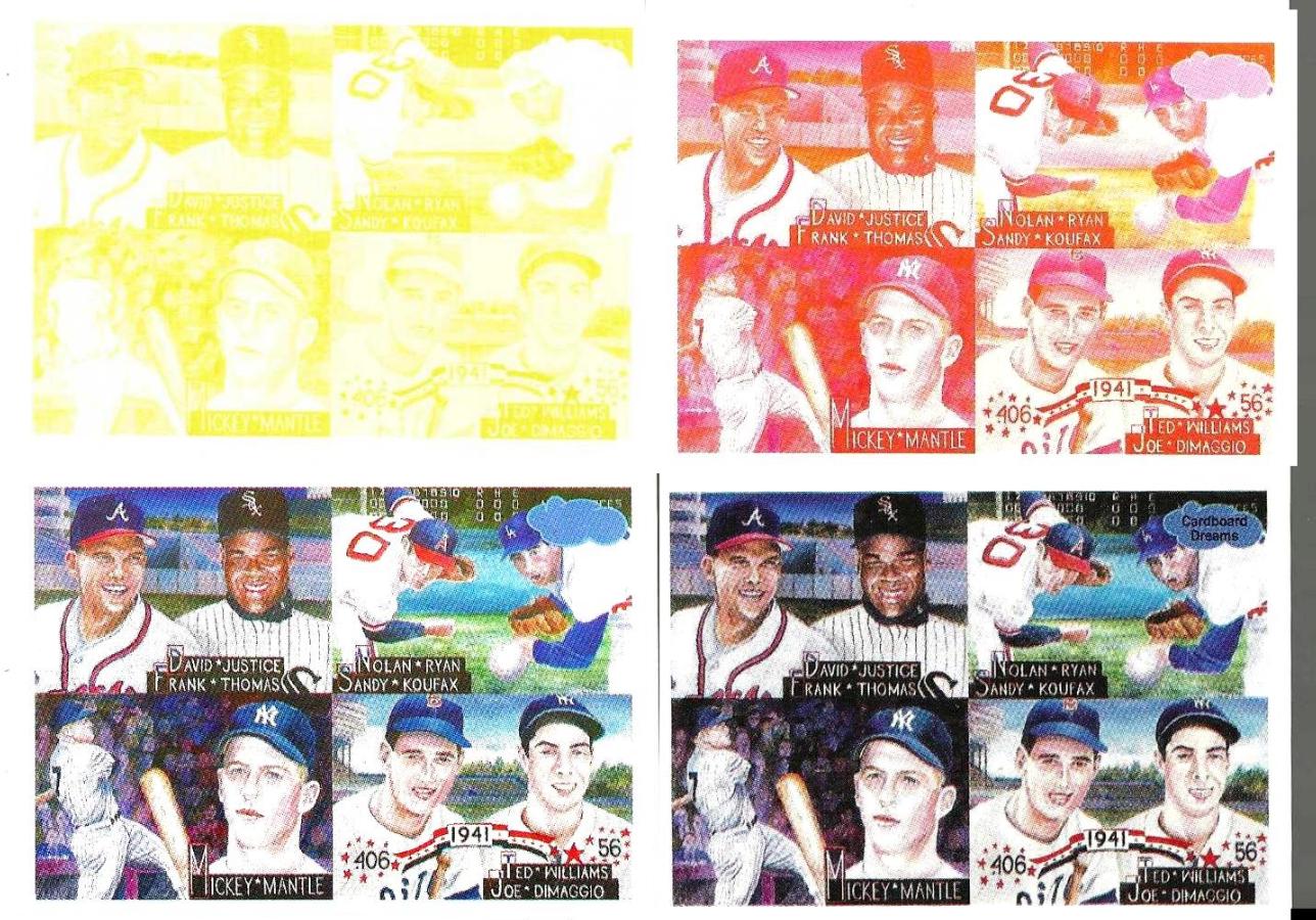  PROOF:PROMO S#2 - 1991 Cardboard Dreams - Progressive Colors - Set of (4) Baseball cards value
