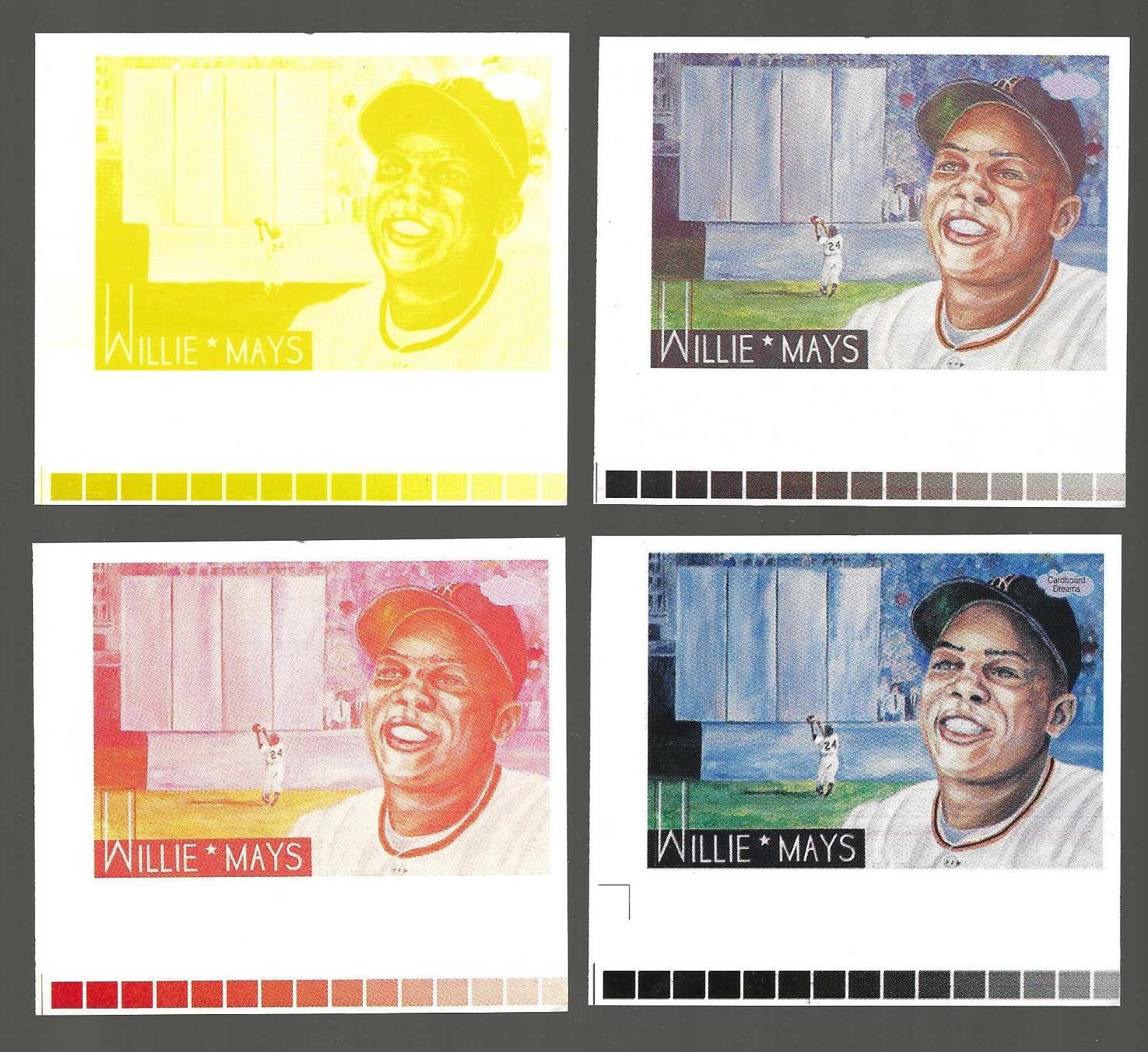 PROOF: Willie Mays - 1991 Cardboard Dreams -Progressive Colors - Set of 4 Baseball cards value