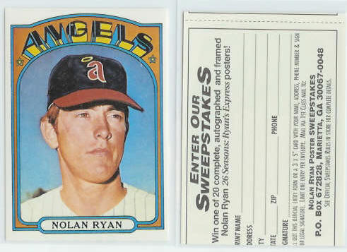 Nolan Ryan - [1972 Topps] 1993 Brookshire Bros. Sticker (Angels) Baseball cards value