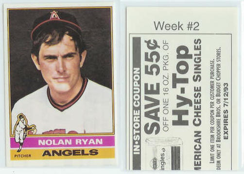 Nolan Ryan - [1976 Topps] 1993 Brookshire Bros. Sticker (Angels) Baseball cards value