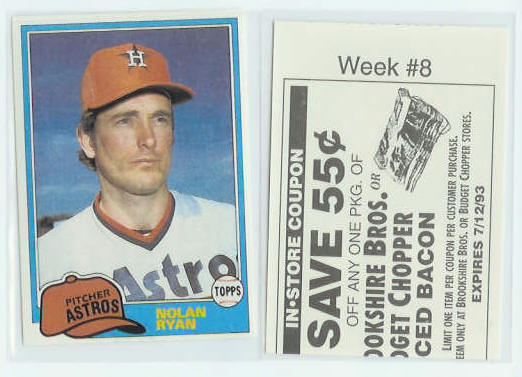 Nolan Ryan - [1981 Topps] 1993 Brookshire Bros. Sticker (Astros) Baseball cards value