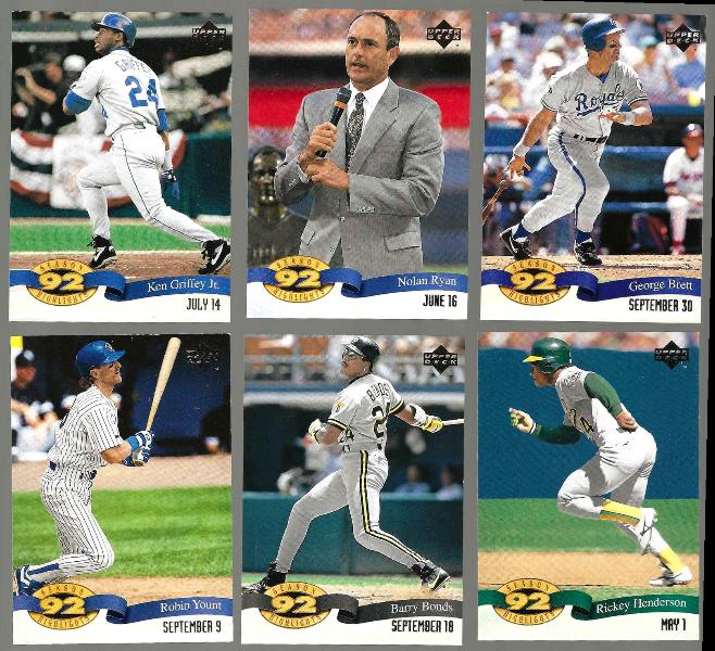 1993 Upper Deck - SEASON 92 HIGHLIGHTS - Complete Insert Set (20) Baseball cards value