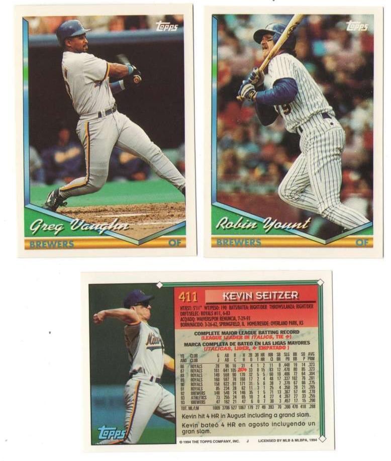  Brewers - 1994 Topps BILINGUAL (Spanish) - COMPLETE TEAM SET (29) Baseball cards value
